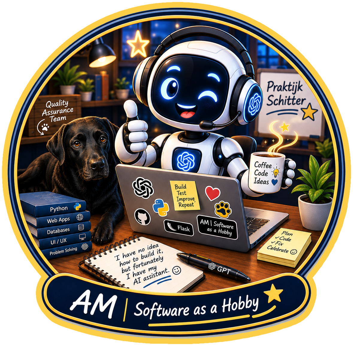 AM | Software as a Hobby - AI-assistent, labrador, koffie en code